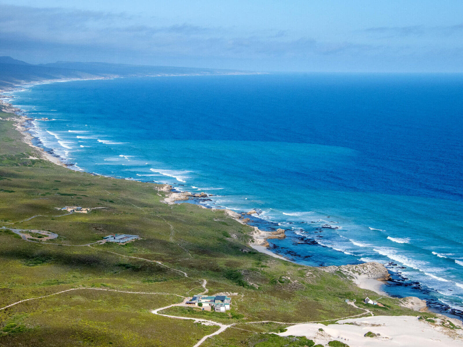 Aerial view of Morukuru Family De Hoop including Morukuru Ocean House Beach Lodge